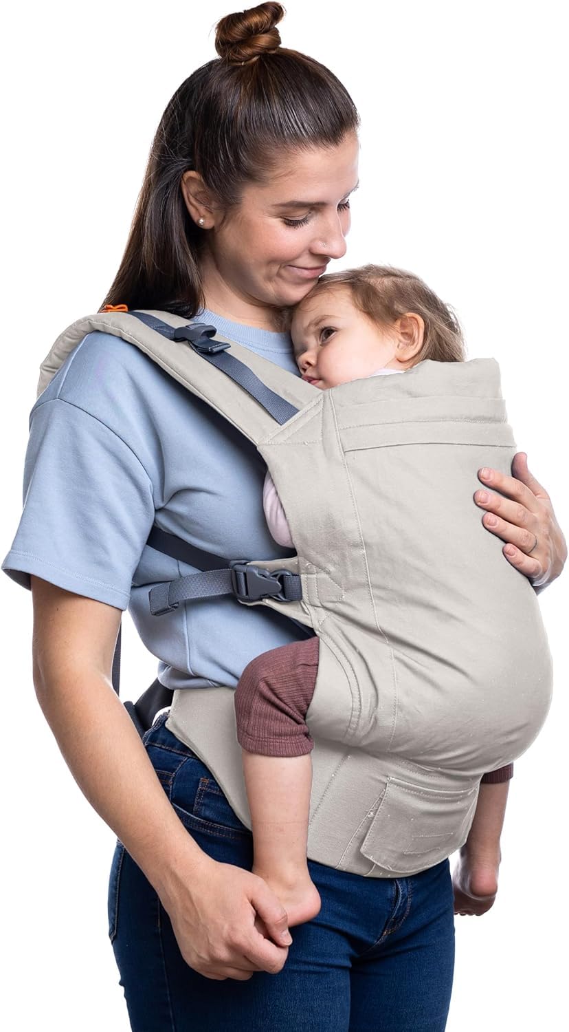 Beco Toddler Carrier (20-60 lbs) with Extra Wide Seat, 100% Cotton - Front-Carry & Backpack Style - Lightweight & Ergonomic Sling Carrier for Children from 18months - Ecru