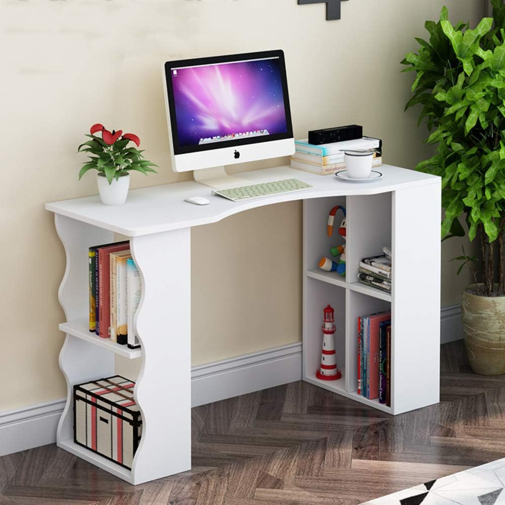 YQ WHJB Computer Desk with Storage Shelves,Writing Computer Table,Compact Pc Laptop Workstation Multifunctinal Assembly Studying Table-f 100x30x75cm(39x12x30inch)