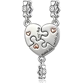 QeenseKc 3PCs Mother Daughter Son Soster Grandma Charm Set Matching Puzzle Heart Bead Compatible with Pandora Bracelet Women