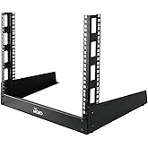 Tecmojo 2 Post 8U Desktop Server Rack Small Open Frame Rack for 19in AV/Data/Audio/Studio Equipment Free Standing Home/Office Rack,Square Hole