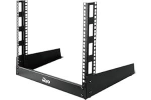 Tecmojo 2 Post 8U Desktop Server Rack Small Open Frame Rack for 19in AV/Data/Audio/Studio Equipment Free Standing Home/Office