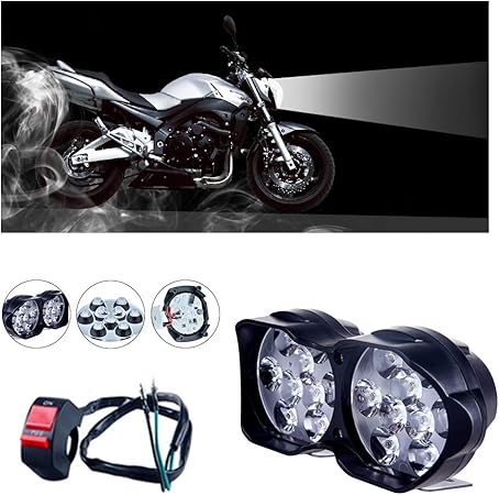 Amazon バイクランプ 作業灯 バイク補助灯 フォグランプ フォグライト バイク用 Ledヘッドライト スイッチ 四角型 汎用型 バイク補助灯 フォグランプ 18w 9v 85v Dc 6000k 12v 24v対応 オートバイ スクーター Ledライト 高光量 防水防塵 長寿命 耐衝撃 バイクランプ