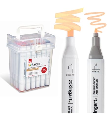 Amazon.com: KINGART Double-Ended Art Markers, Fine Point & Chisel