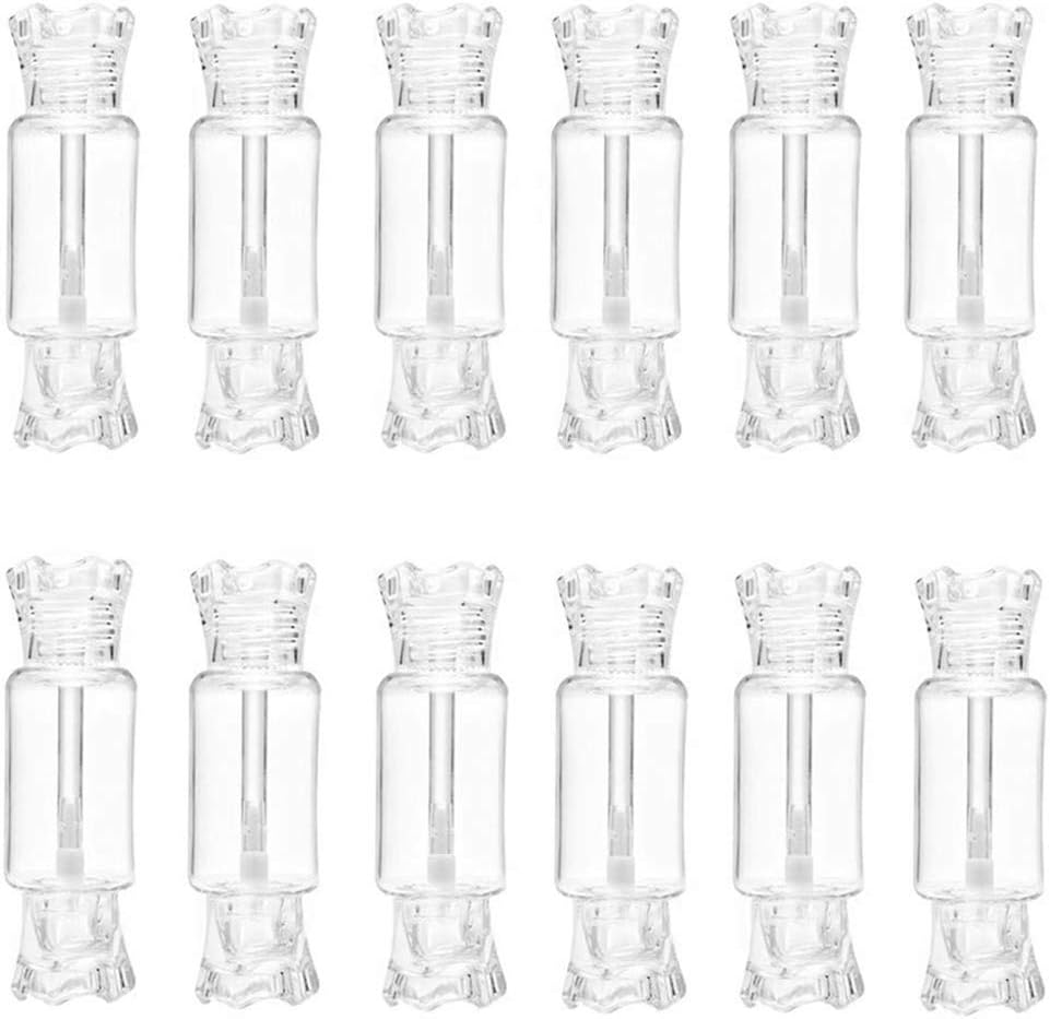 Lip Balm Empty Container Tubes Candy Shape for DIY Lip Gloss Base Glitter, Clear Refillable Soft Cosmetic Tubes 12 pcs