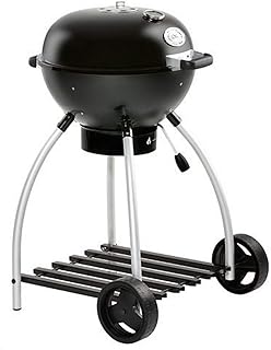 RÖSLE Holzkohle-Kugelgrill No. 1 Sport F50, Stahl schwarz, 56 x 56 x 37 cm,  Deckelscharnier, Deckelthermometer, klappbarer Grillrost