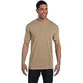 Pigment-Dyed Short Sleeve Shirt with a Pocket, Color: Khaki, Size: XXX-Large