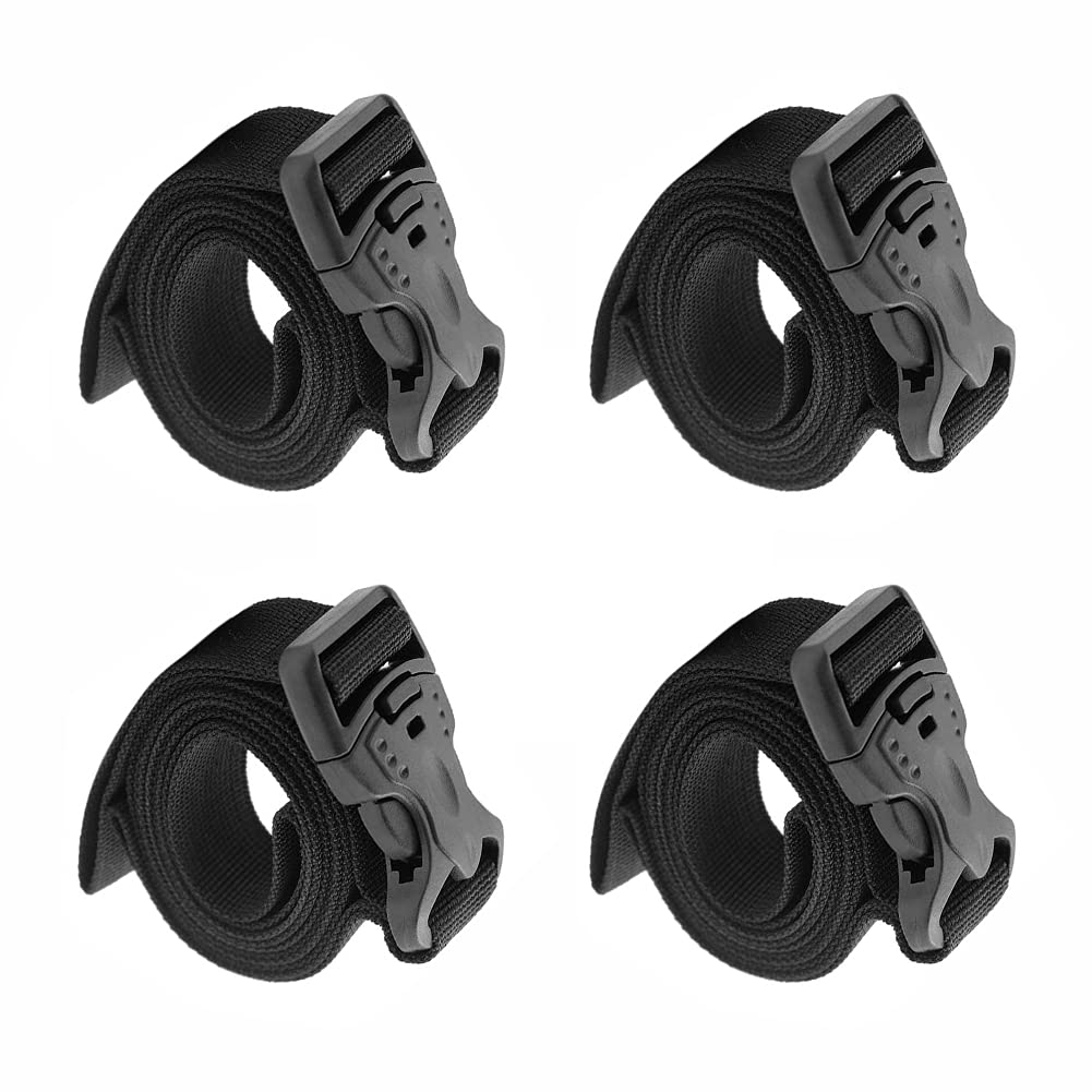 Alnicov Backpack Accessory Strap Luggage Straps Cover Strap Sleeping Bag Strap Adjustable Heavy Duty with Quick-Release Buckle for Outdoor Camping or Daily Use(Black,4Pack)