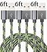 GOLDEN-NOOB Nylon Braided 8 Pin Lightning to USB Charging Cable with Aluminum Heads, 6-Feet, Gray and Green (3 Pack)