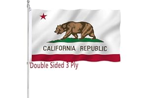 ARSOF California Republic State Flag Double Sided 3x5 Outdoor Heavy Duty 3 Ply Cali Bear Flags with Durable Canvas Header and ​2 Brass Grommets Vivid Colors CA Flags