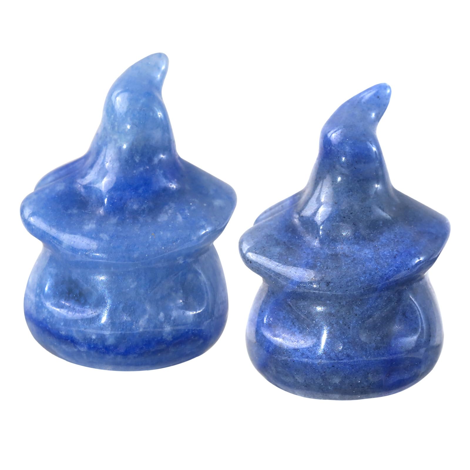 Nupuyai 2pcs Blue Aventurine Mini Crystal Stone Halloween Skull Pumpkin Statue Set, Carved Stone Figurine Healing Stone Figure Ornament Home Party Decor