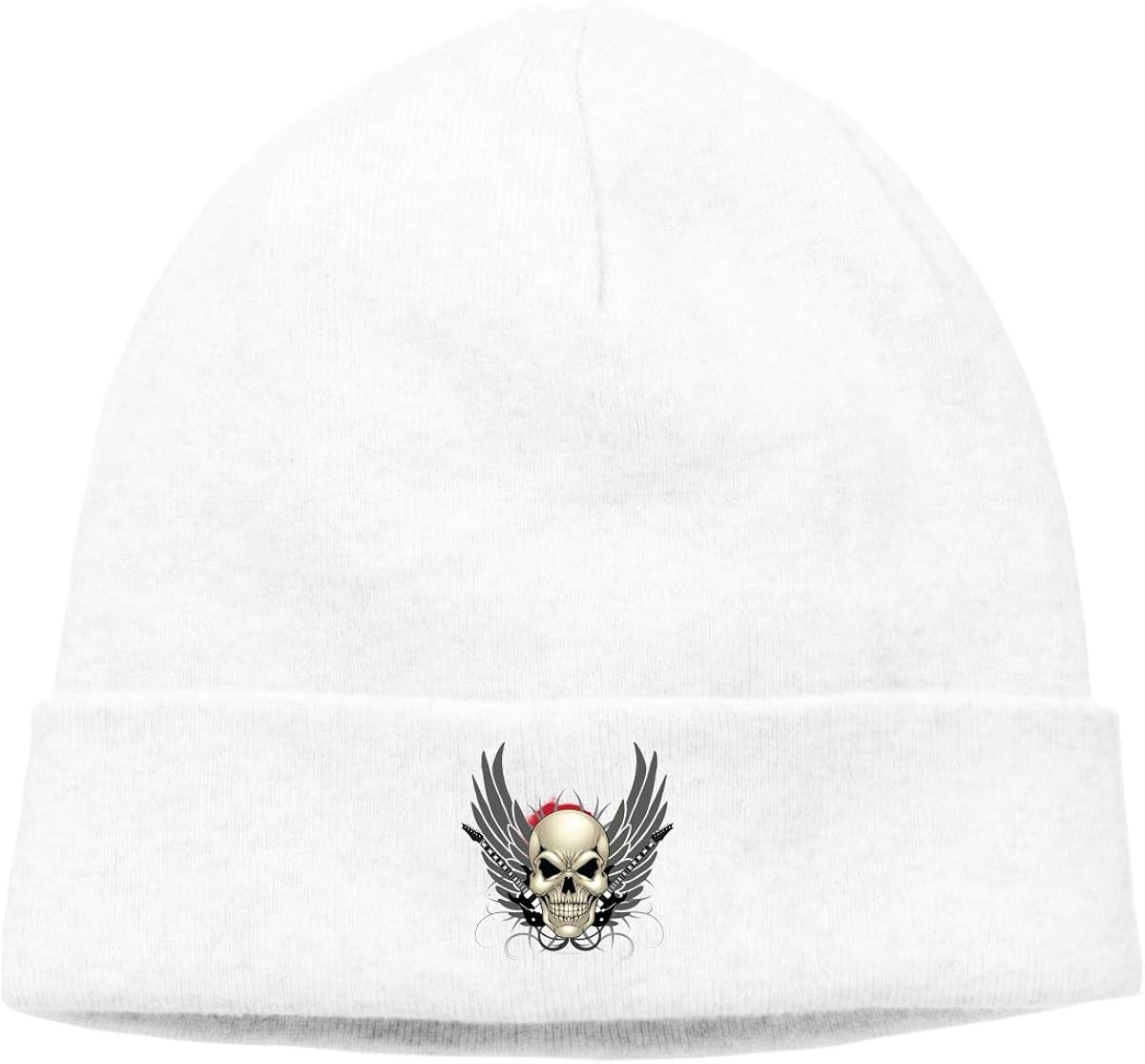 Hip-Hop Knitted Hat for Mens Womens Skull with Wings Logo Unisex Cuffed Plain Skull Knit Hat Cap Head Cap