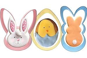 TUZICAKE 3Pcs Large Easter Cookie Cutters, 4" 3.75" Holiday Themed Cutter Easter Egg Bunny Rabbite Cookie Cutter Shape, Stainless Steel Biscuit Molds