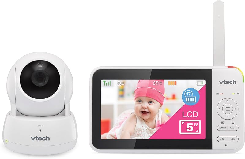 VTech VM924 Video Baby Monitor with Camera Pan & Tilt 5 inch LCD 17 Hr Battery