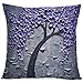 ChezMax Flat Printed 3D Oil Painting Effect Home Decorative Cotton Linen Throw Pillow Cover Cushion Case Square Pillowslip for Drawing Room Purple Flowers 18 X 18''