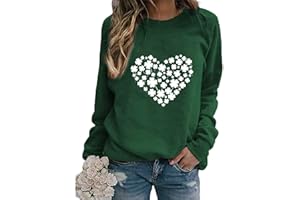 Ykomow St Patricks Day Sweatshirt Women Long Sleeve Leopard Shamrock St. patricks Shirts Tees