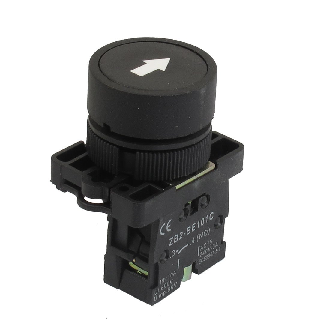 Sourcingmap 22mm 1 NO N/O Black Sign Momentary Push Button Switch 600V 10A ZB2-EA3351