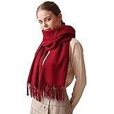 LumiSyne Winter Premium Plain Cashmere Scarf For Women Pashmina Tassel Soft Wool Long And Thickened Shawl Wrap