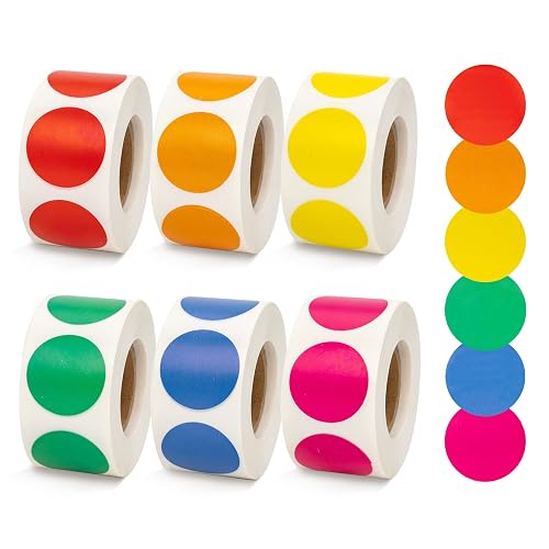 3000 Pcs 3/4" Round Color Coding Labels Stickers Circle Colored Dot ...