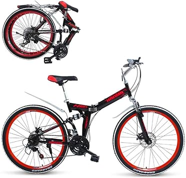 Amazon 折りたたみ自転車 折りたたみ自転車デュアルディスクブレーキ21台のスピードマウンテンバイク折りたたみ自転車24 26インチ折り畳み式 自転車 レッド Guoe Ykgm 折りたたみ自転車