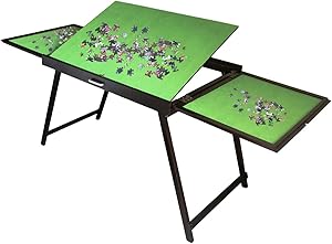 (US Stock) Adults Kids Children Wood Jigsaw Puzzle Table Large Portable Folding Table for Puzzle Games Home Furniture - Suitable for 1500pcs Puzzles