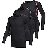 AYESZEQ 3 Pack Youth Boys & Girls Long Sleeve Compression Shirts Sports Base Layer for Kids Cold Gear