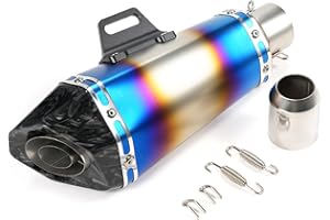 Aumotop 1.5-2in Inlet Motorcycle Exhaust Muffler Pipes Slip on Silencer Carbon Fiber Style Tail Tube High Temperature Resistant for Motorcycle ATV Dirt Bike