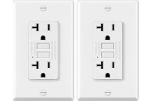 ELECTECK 2 Pack GFCI Outlets 20 Amp, Non-Tamper Resistant, Decor GFI Receptacles with LED Indicator, Ground Fault Circuit Interrupter, Wallplate Included, ETL Listed, White