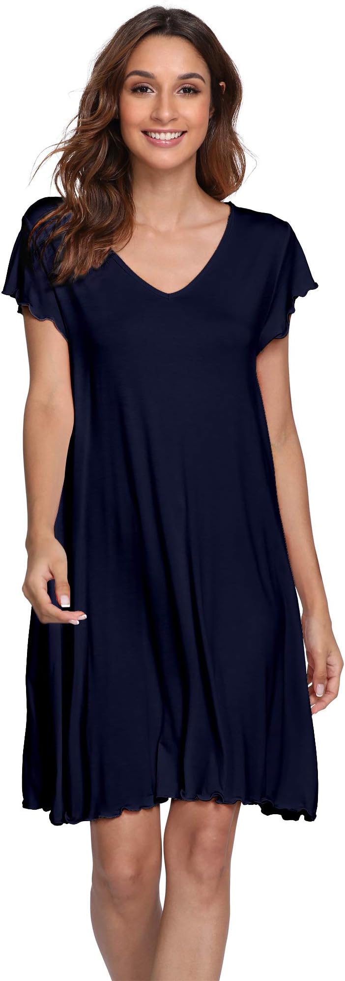 Women's Nightgown Short Sleeve Night Shirt Bamboo Viscose Sleepwear S-4X