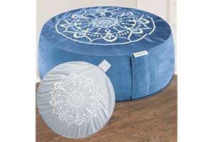 Hihealer Meditation Cushion - Large Velvet Zafu Floor Pillow for Adults and Women - Comfortable Yoga Pillow with Traditional Tibetan Buckwheat Filling for Meditation and Relaxation