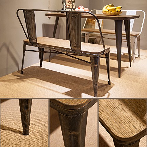 image for Merax Rustic Vintage Style Distressed Dining Table Bench with Wooden S