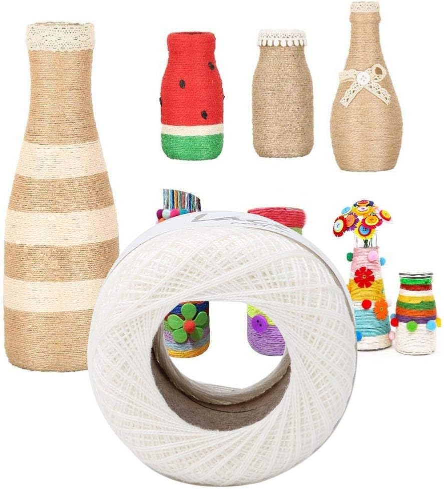 Crochet Yarn Colourful Glitter Cotton Crochet Thread Popular Lace Line Cotton Hand Crocheted Summer Silk Light Thin Line with a Crochet for Hand Embroidery(6602 Rice White) - Image 3