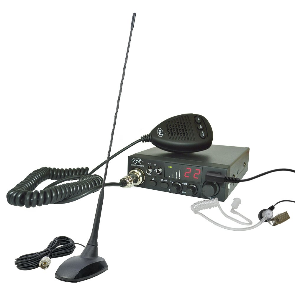 CB radio kit CB PNI ESCORT HP 8001L ASQ + CB antenna PNI Extra 48, fused cigarette lighter power plug and earphone HS81L included