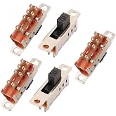 uxcell 5Pcs 3 Position 8P DPDT Panel Mount Micro Slide Switch Latching Toggle Switch