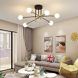 Comely Sputnik Ceiling Light 6 Light E27 Black Gold Modern Chandelier view 2