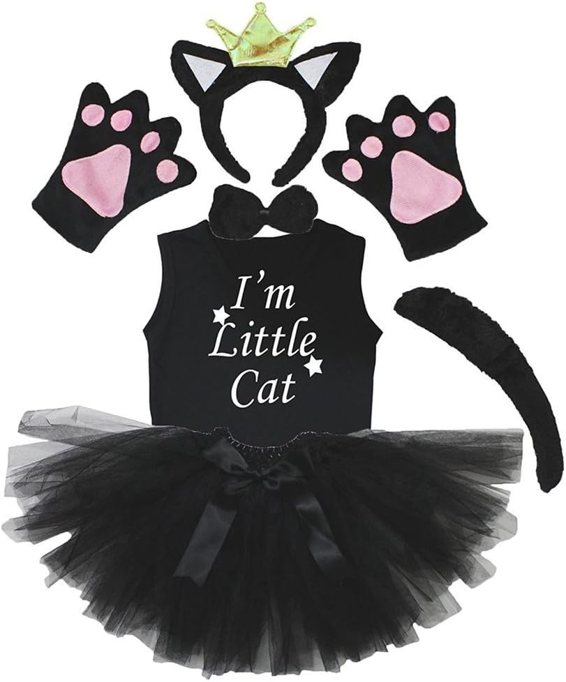 Petitebelle Crown Headband Bowtie Tail Gloves Shirt Skirt 6pc Girl Costume 1-8y