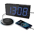 Extra Loud Alarm Clock with Bed Shaker, Vibrating Alarm Clock for Heavy Sleepers Hearing Impaired Deaf Teens, Dual Alarm Cloc