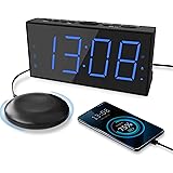 Extra Loud Alarm Clock with Bed Shaker, Vibrating Alarm Clock for Heavy Sleepers Hearing Impaired Deaf Teens, Dual Alarm Cloc