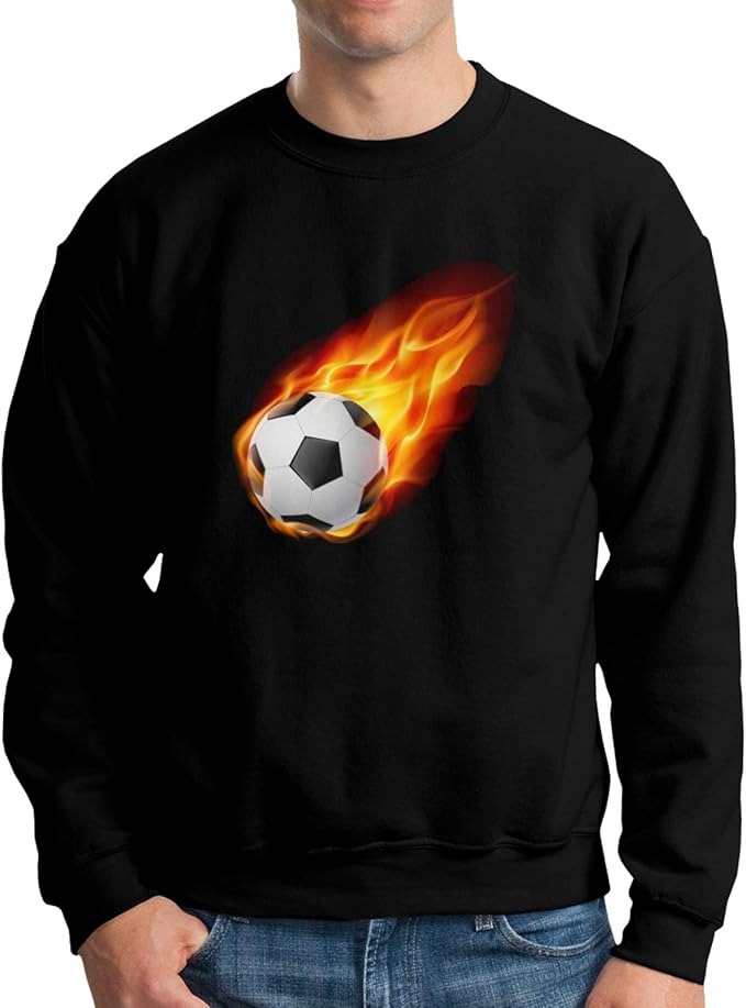Soccer Or Football Ball with Fire Sweatshirt Man's Cotton
