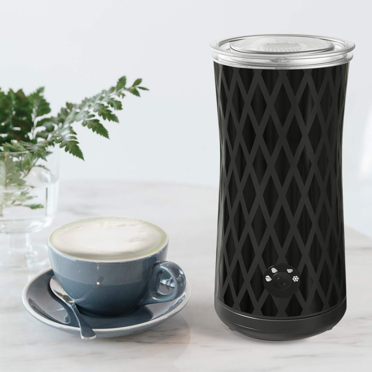 Milk Frother, Electric Milk Heater Steamer for Froth Hot and Cold Foam with Non-Stick Interior