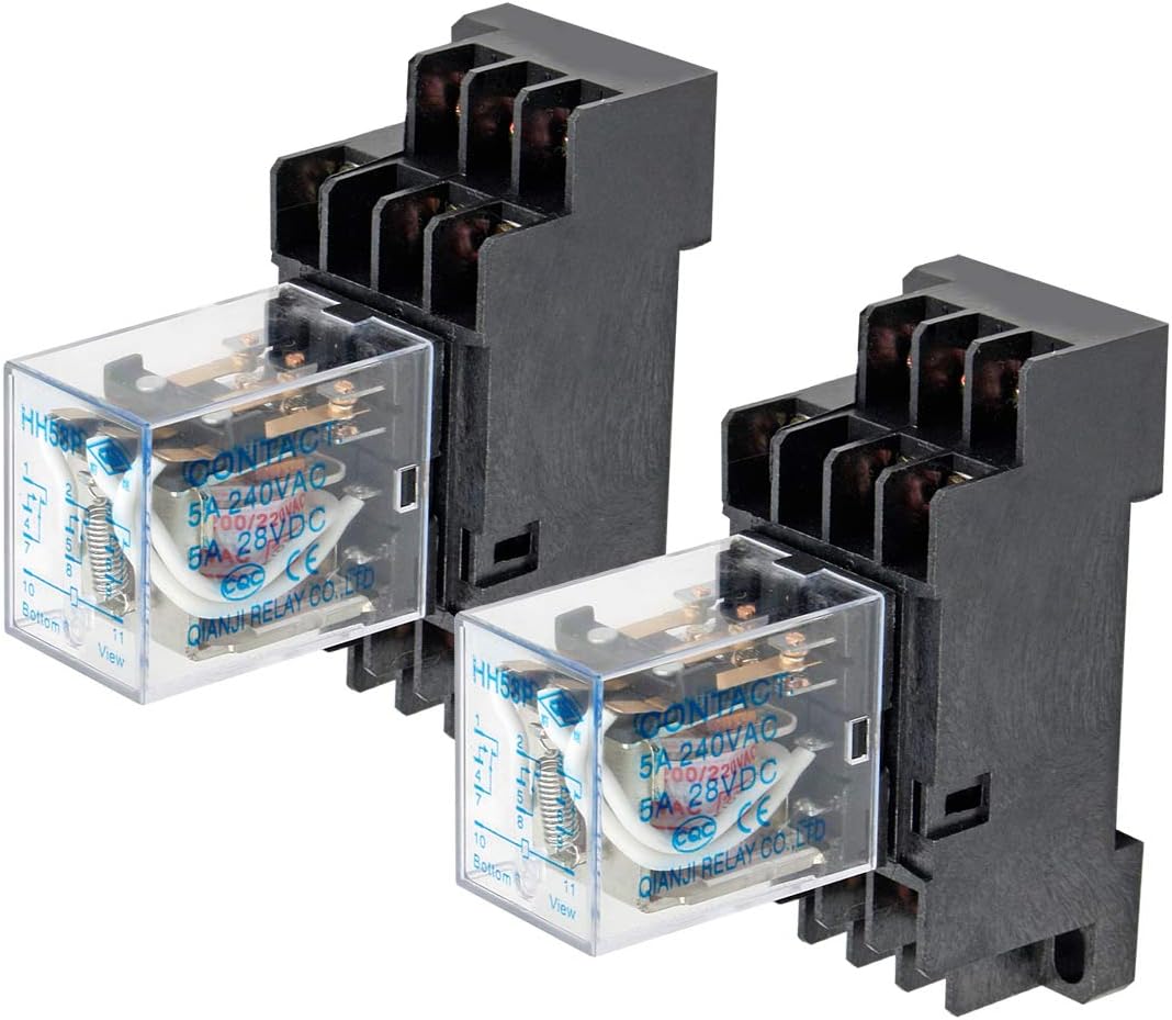 Electrical Buddy DPDT HH53P Coil 11Pin General Purpose Relay with PYF11A Socket DC 220V 2PCS