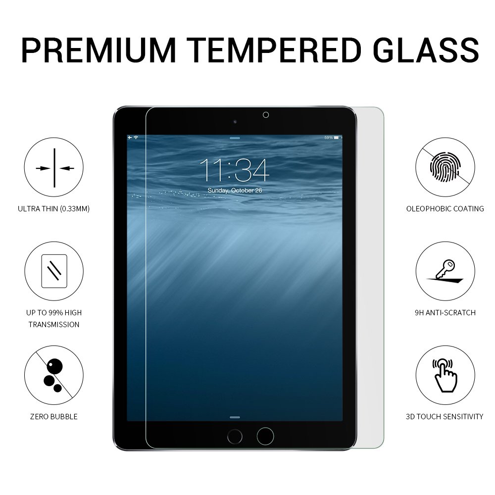EyeO2 for iPad Mini 4 Screen Protector, 9H Tempered Glass for Apple iPad Mini 4 7.9 Inch 3D Round Edge Tablet Computer Screen Guard Film Bubble-Free, Fingerprint-Free &Anti-Scratch Protector