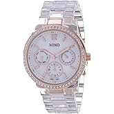 Accutime XOXO Women's XO5528 Clear Bracelet with Rhinestones on Rose Gold Case Watch