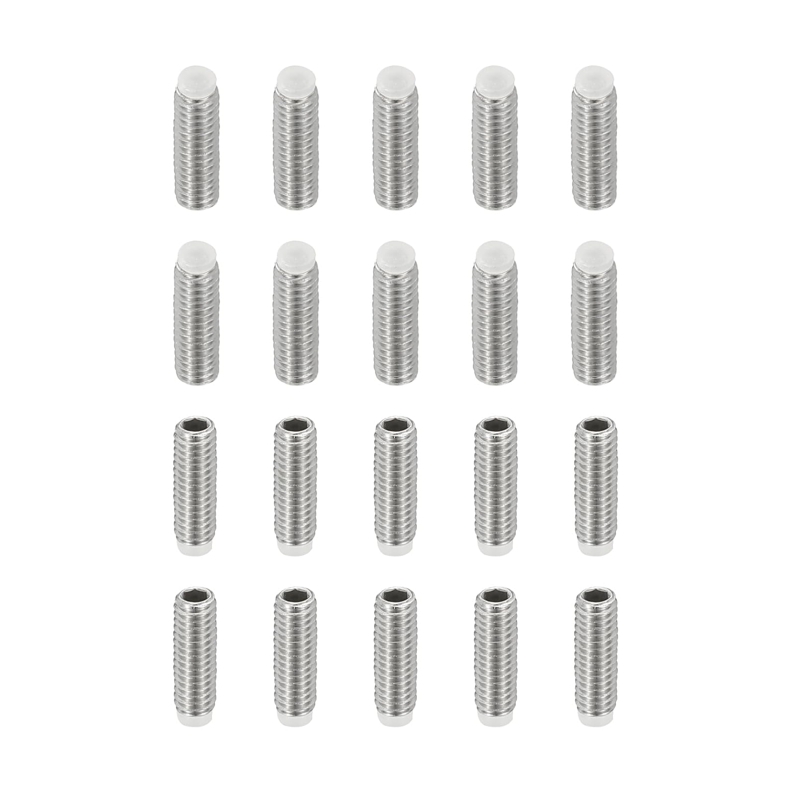 PATIKIL M4x12mm Nylon Tip Grub Screw, 20pcs 304 Stainless Steel Metric Hex Socket Head Cup Point Anti Slip Set Screws Internal Hex Drive Hardware — image 1