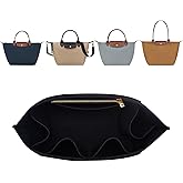 ZTUJO Purse Organizer Insert For Longchamp Le Pliage, Premium Felt Longchamp Purse Organizer Insert Small Medium Large, Tote Organizer Insert (Black, Small For Handle S)