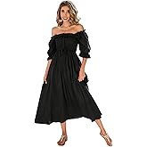 R.Vivimos Women Summer Half Sleeve Cotton Ruffled Vintage Elegant Backless A Line Flowy Long Dresses