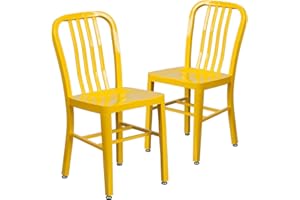 Flash Furniture Gael Commercial Grade 2 Pack Yellow Metal Indoor-Outdoor Chair