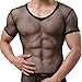 Freebily Men's Breathable Fishnet See Through Short Sleeve T-Shirt Tank Top Undershirt Clubwear Black Large