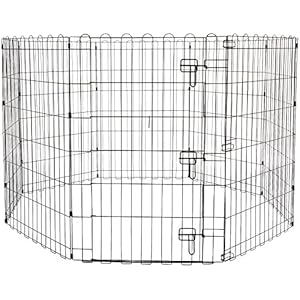 AmazonBasics Foldable Metal Pet Exercise and Playpen with Door, 36″