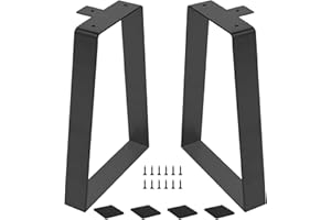 Y-CFHFC 16 '' Trapezoid Metal Table Legs for DIY Furniture, Bench Legs, Coffee & Side Table Feets, Nightstand, Heavy Duty Black Desk Chair Stool Feets (H16'' x W11'', Set of 2)