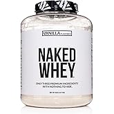 NAKED Vanilla Whey Protein Powder - All Natural Grass Fed Whey Protein Powder, Vanilla Flavor, Organic Coconut Sugar, 5Lb Bulk, GMO-Free, Soy Free, Gluten Free - 61 Servings